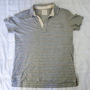 BILLY REID Men's Polo Tshirt, Gray White Blue Orange Stripe, Sz. Small